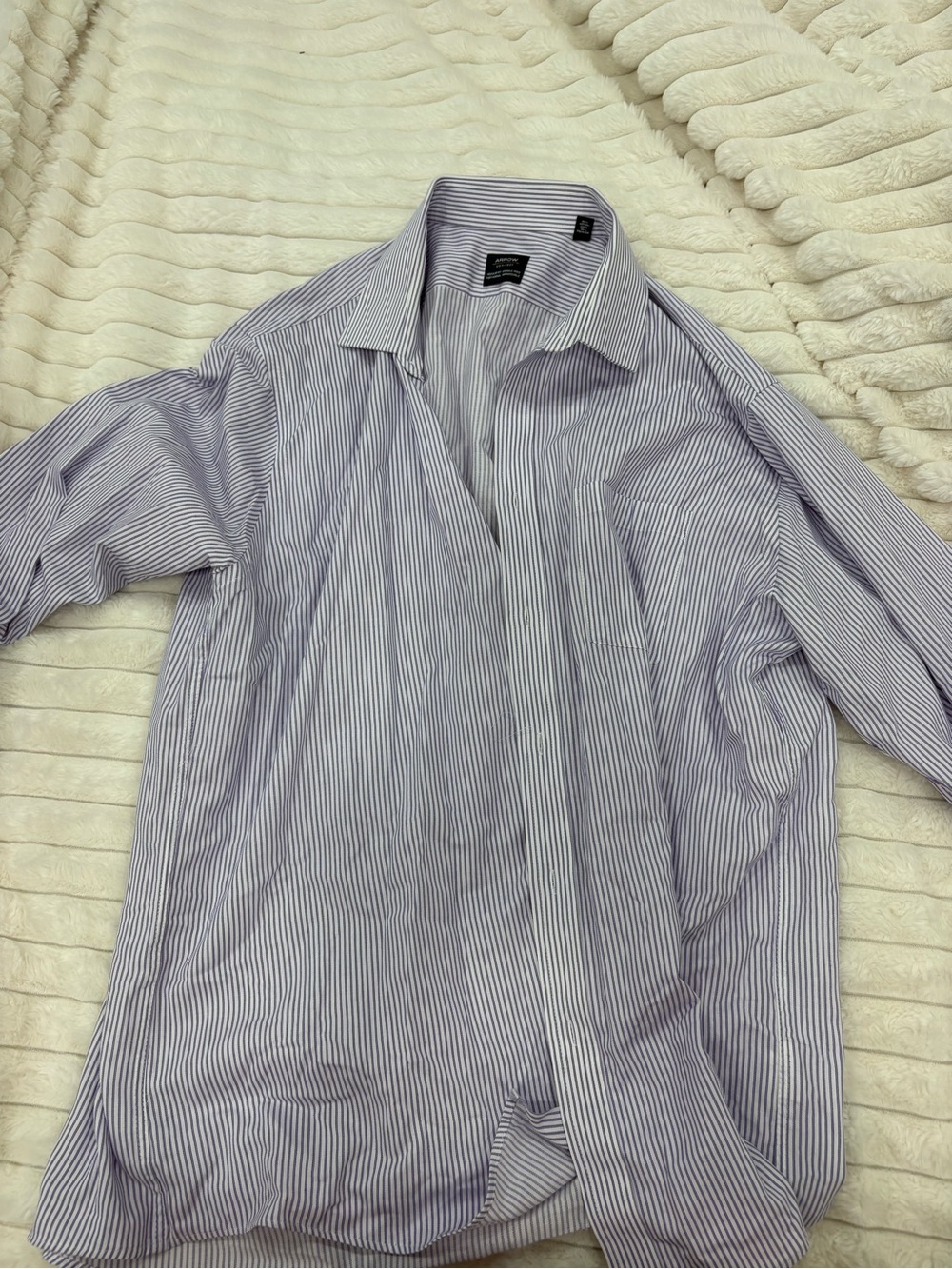Arrow Men's Blue and White Pinstripe Dress Shirt
